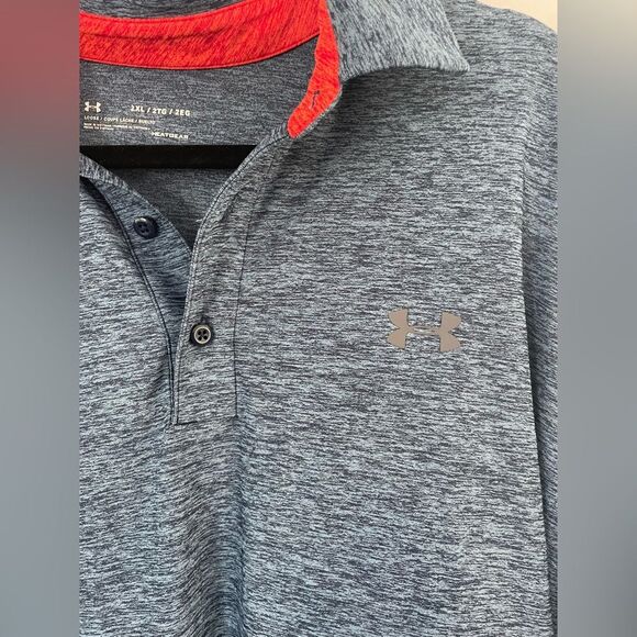 Under Armour Men's Heathered Blue Athletic Polo HeatGear Loose fit size XXL - Picture 4 of 5